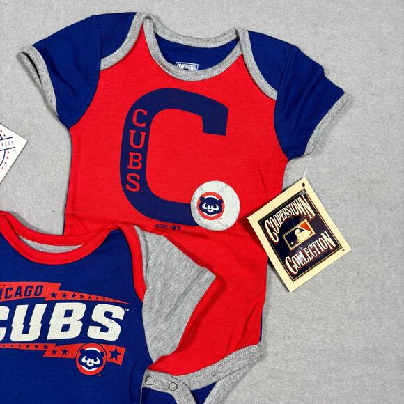 NWT 6-9M Cooperstown Collection Chicago Cubs baby one piece bodysuit infant - Picture 2 of 6